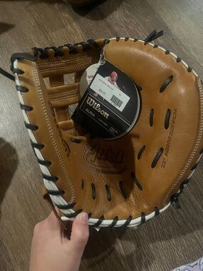 Wilson Tan Catcher's Mitt with Black & White Lacing